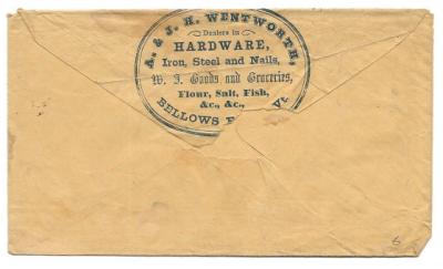 1855 Bellows Falls Ludlow VT Reverse