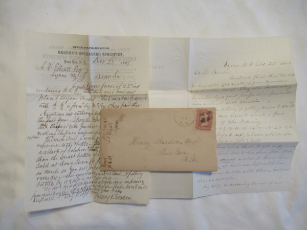 1868 Cover With Letter & Ad Sent From Geneva, NY to Penn Yan, NY