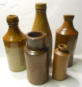 Lot of 5 Stoneware Bottles