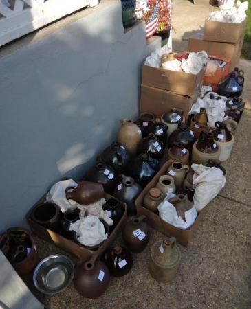 A pile of stoneware and redware