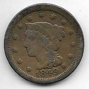 1849 Braided Hair Large Cent