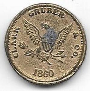 1860 Clark Gruber & Co., Twenty Dollars, Pike's Peak Gold Repro