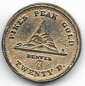 1860 Clark Gruber & Co., Twenty Dollars, Pike's Peak Gold Repro