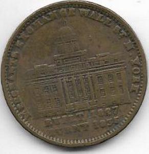 1837 Merchant's Exchange, Wall St. NYC, Hard Times Token