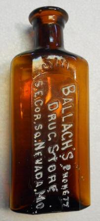 Ballach's Drug Store, Phone 77, S.E. Cor. So., Nevada, MO