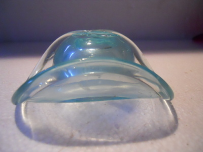 Aqua Hat, Whimsey, Free Blown, Pontil, Rolled Lip on Brim