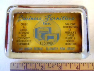 Paperweight, Business Furniture Inc., 542 North Avenue, Elizabeth, NJ