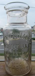 The Vacuum Seal fruit Jar, Patented Nov 1st, 1904, Detroit, Quart