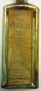 W. K. Vandergrift, Frisby's Vegetable Cough Syrup, Jamestown NY, W. E. Frisby & Co., Corry PA 6 Inch SB