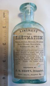 J. B. Brown, Druggist, Hannibal, Mo., Liniment For Rheumatism OP