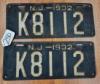 1932 Middlesex County NJ Automobile License Plate Set