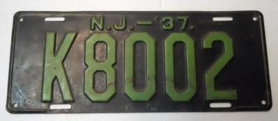 1937 Middlesex County NJ Automobile License Plate