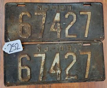 1919 Middlesex County NJ Automobile License Plate Set