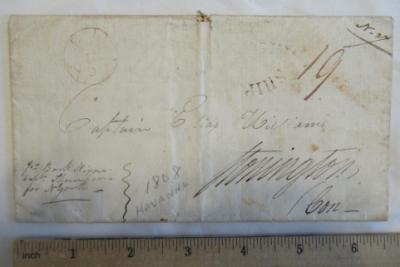 1808 Ship Cancel from Havana to Stonington, CT