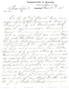 1863 Letter of Appointment for Kentucky Commissioner of Deeds