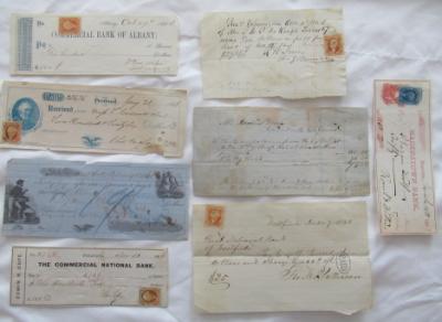 Lot of 9 Civil War Era Bank Drafts & Receipts