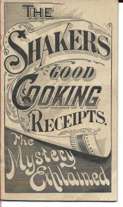 1889 Shaker Recipe Booklet, Front Cover