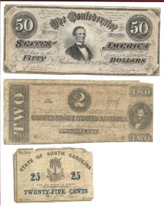 Confederate States of America Bills & SC Fracional Currency