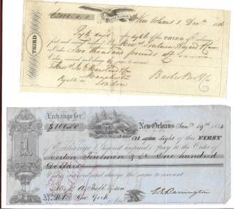 1836 & 1852 New Orleans Bank Drafts