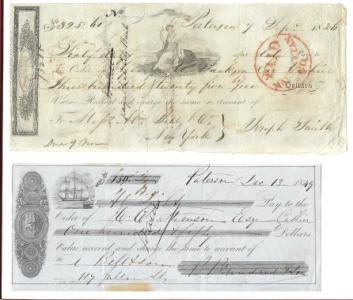 1836 & 1849 Paterson, NJ Bank Drafts