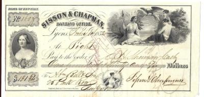 1852 Sisson & Chapman, Lyons, NY Bank Draft