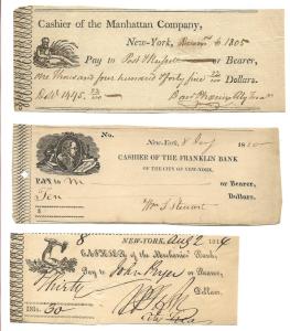 1804, 1814 & 1820 New York City Bank Drafts