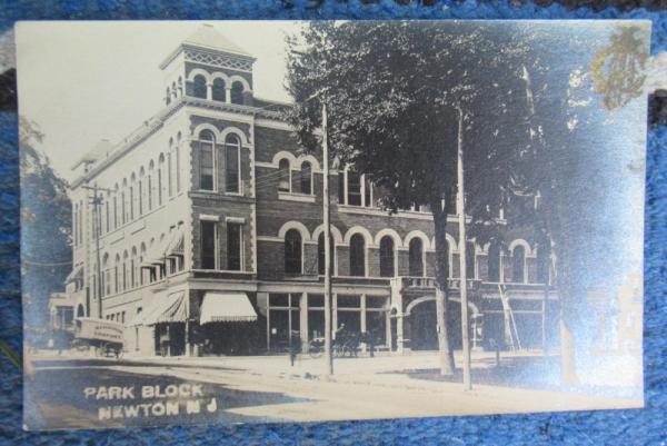 Park Block, Newton, NJ Real Photo Postcard