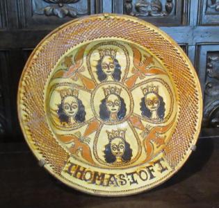 Thomas Toft, English Slip Decorated Redware Plate 