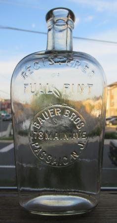 Bauer Bros., 178 Main Ave., Passaic, NJ Pint 