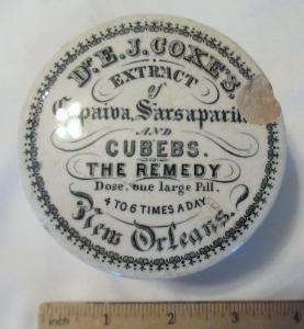 Dr. E. J. Coxe's, New Orleans, Pot Lid   