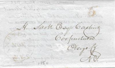 1850 Farmer's Bank of Amsterdam to Cooperstown, NY