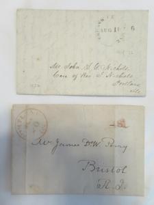 Maine Stampless Covers, Brunswick 1832 & Portland 1837   