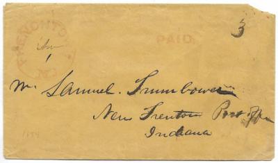 1854 Frenchtown, NJ to New Trenton Post Office, IN